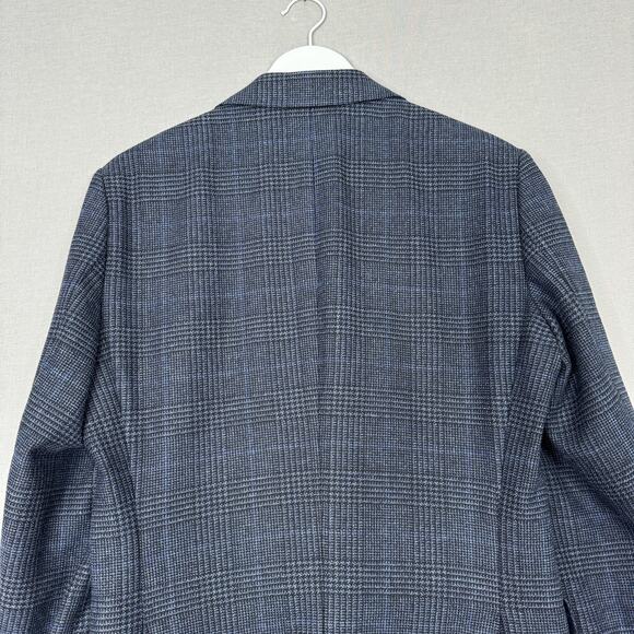 BOSS Blazer Mens 36R Blue Plaid Wool Blend Hutson Slim Fit Sport Coat Jacket - Picture 9 of 15